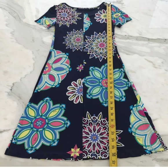 EMILIO PUCCI NAVY FLORAL MULTI PRINT DRESS SIZE IT 40 / US 6 - Picture 9 of 13